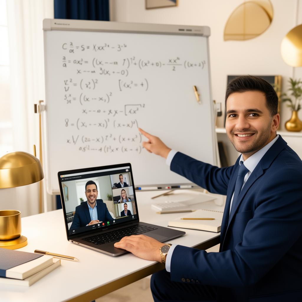 Professional online tutor teaching a live class